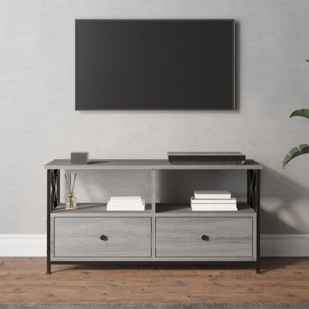 Vidaxl TV skrinka sivá sonoma 90x33x45 cm kompozitné drevo a železo